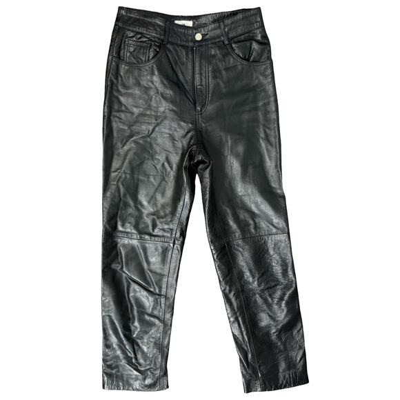 LPA Revolve Black 100% Leather High Rise Lined Slim Tapered Leg Pants Size S - Picture 1 of 10